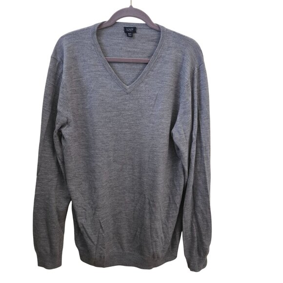J.Crew 100% Merino Wool Heather Metal V Neck Classic Sweater Size XLT - Picture 1 of 6